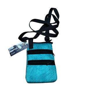 NEW NWT Nupouch Ashbury Collection Turquoise Neoprene Triple Zip Crossbody Bag